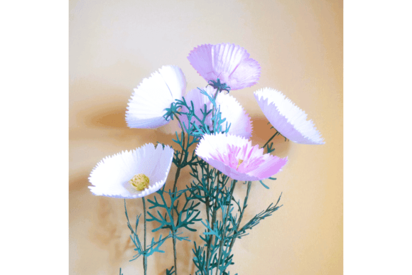 Blush White Cosmos Cupcake 3D SVG Paper Flowers
