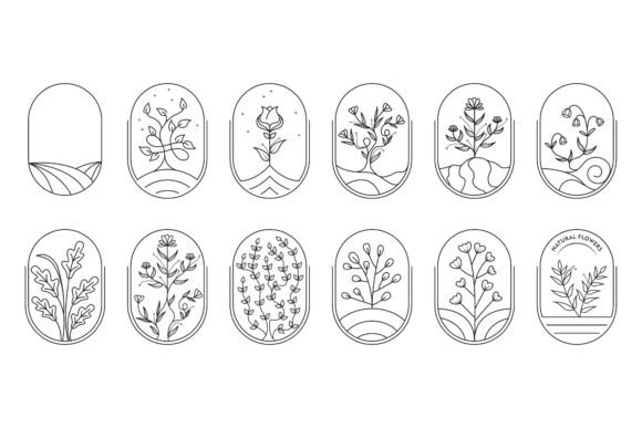 Botanical Bundle Floral Element Logo Set for Graphics and Logos