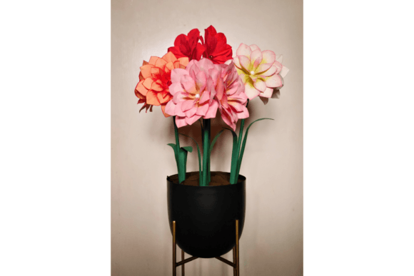 Double Amaryllis 3D SVG Paper Flowers for Digital Selling