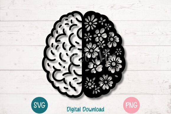 Floral Brain SVG Cut File for Crafts and Graphics
