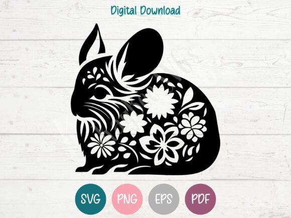 Floral Chinchilla: A Graphic Design Asset for Crafts and Local Branding