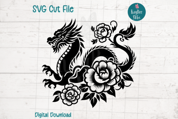 Floral Dragon SVG Cut File for Crafts and Graphics
