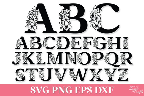 Floral Monogram SVG Alphabet for Crafts and Graphics