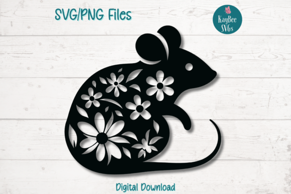 Floral Mouse Silhouette Graphics for Crafts