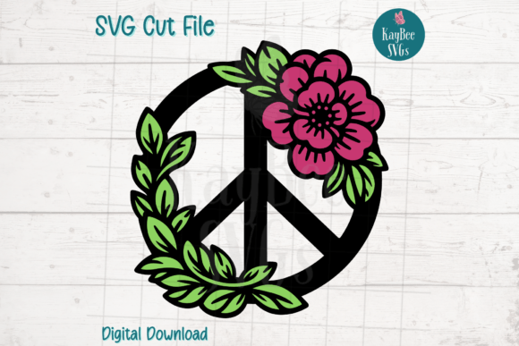 Floral Peace Sign SVG Cut File for Crafts and Graphics