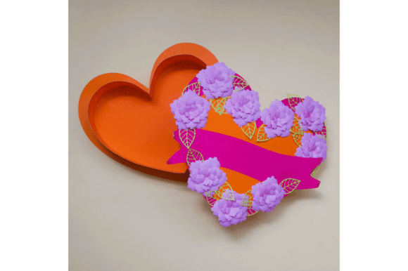 Flower Heart Gift Box 3D SVG for Floral Compositions