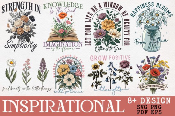 Flowers Inspirational Sublimation Bundle for Crafts and Graphics