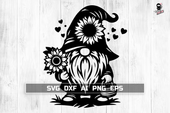 Gnome with Sunflower SVG for Crafts and Graphics