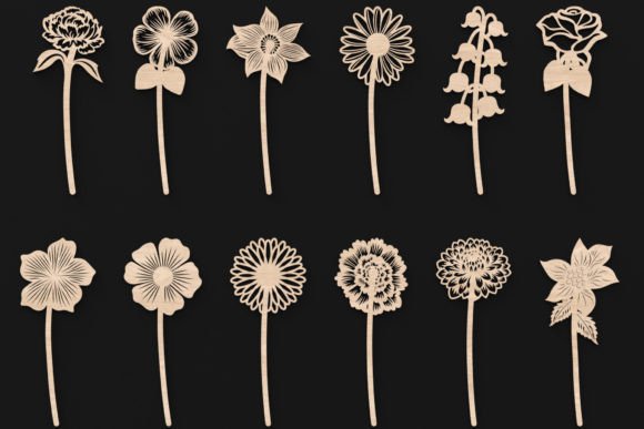 Laser Cut Birth Month Flowers SVG for Ornamental Web Design