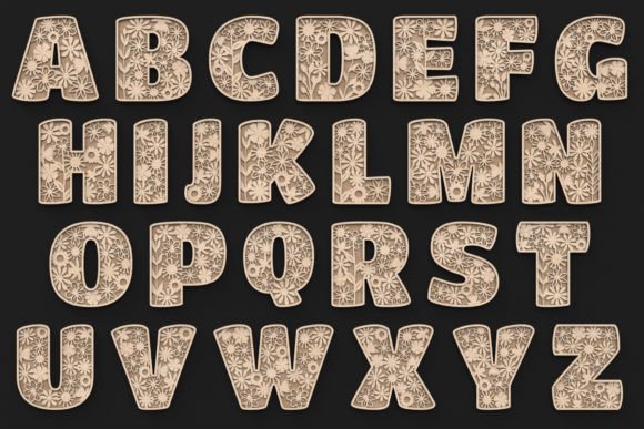 Laser Cut Floral Letters SVG for Home Decor and Web Design