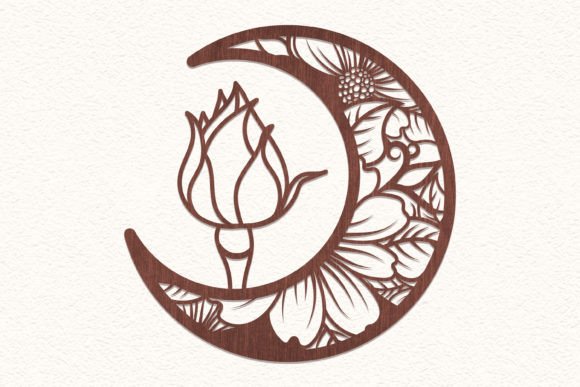 Laser Cut Floral Moon Wall Art SVG for Modern Wall Decor