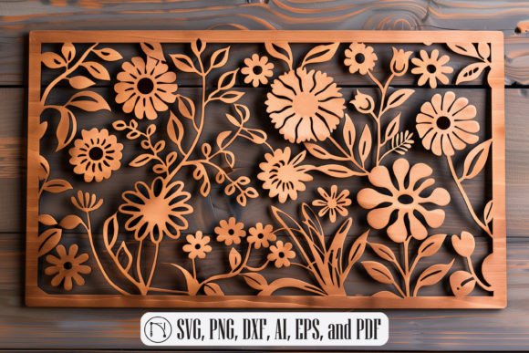 Laser Cut Floral Panel SVG for Wall Decor