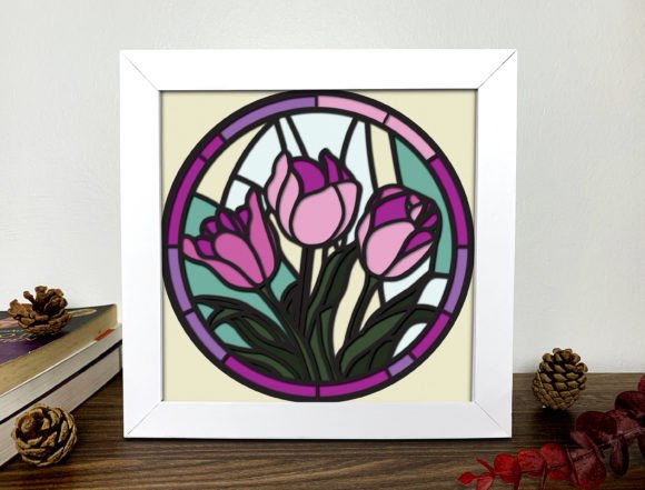 Tulip Stained Glass 3D Box-Alleylightbox