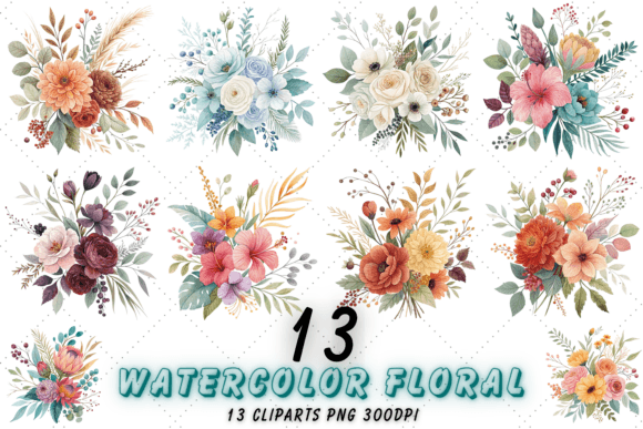Watercolor Flower Clipart Bundle for Blog and Website Graphics